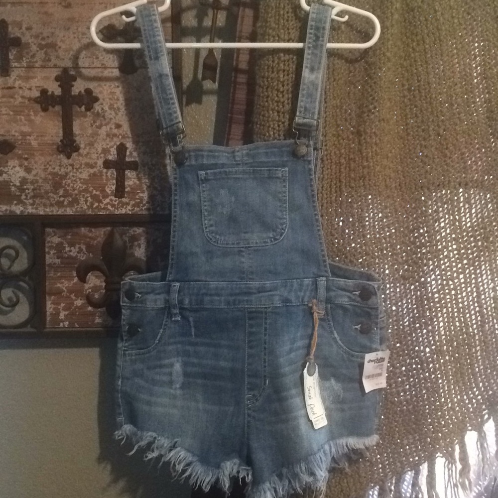 Fringe overall shorts